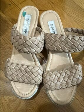 Steve Madden Braided Double-Strap Slide Sandals - Beige